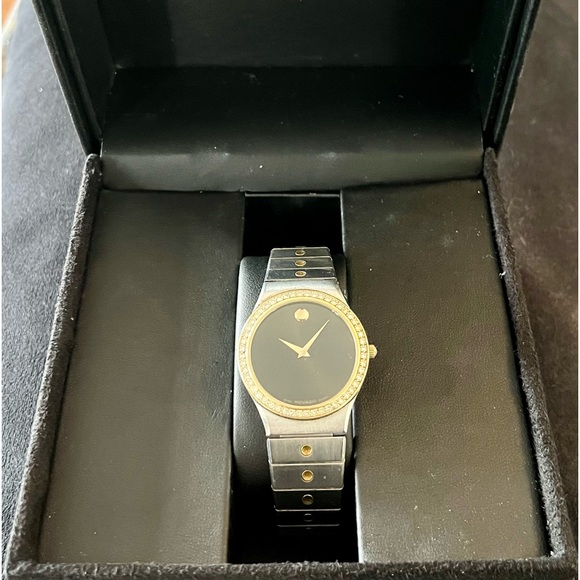 Unisex Movado steel and yellow gold watch with diamond bezel - Picture 5 of 5